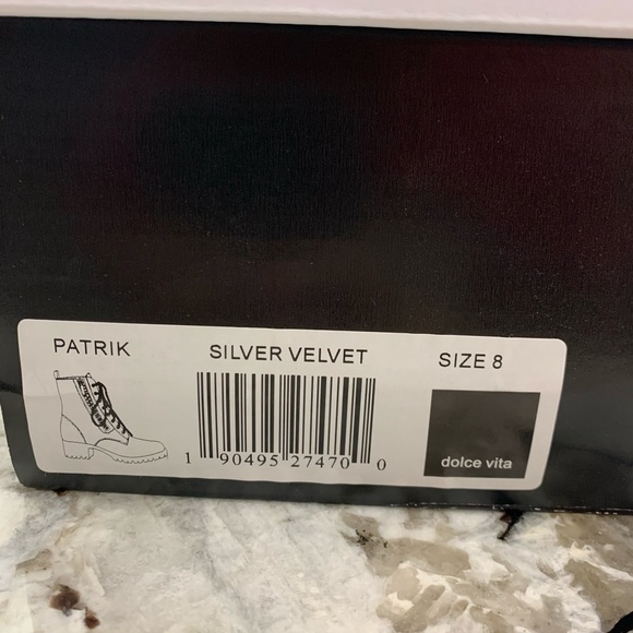 Dolce Vita silver velvet PATRIK combat boot sz 8 - Picture 9 of 9
